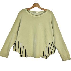Stateside Citron Green Sweatshirt Sz L Loose Slouchy Lagenlook Fit made in USA